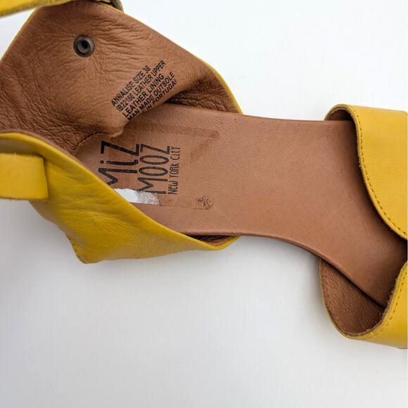 Miz Mooz Annalise Sandal Ankle Strap Women's Leather Yellow Size US7.5 EU38 - Picture 9 of 12